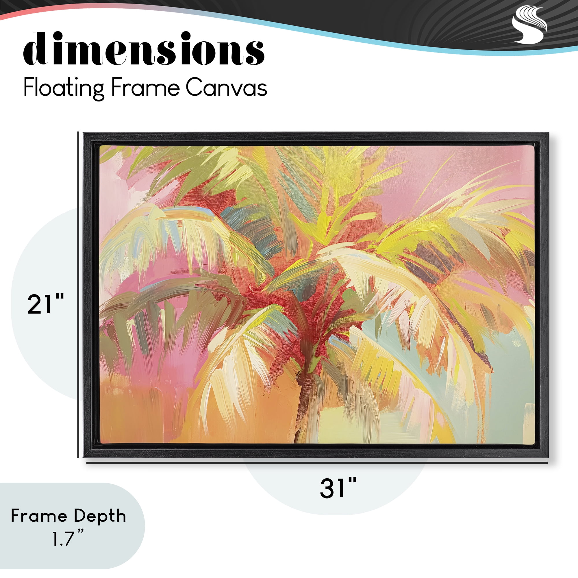 Stupell Industries Warm Palm Leaf Impressions Black Framed Floater Canvas Wall Art, design by Jacky Ngan