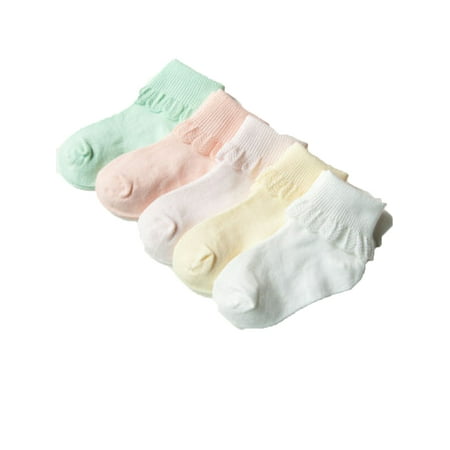 

Wallarenear 5Pair Baby Girl Socks Solid Cotton Soft Summer Autumn Socks