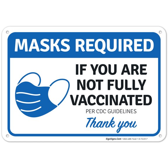 Face Covering Required If You Are Not Fully Vaccinated Sign,