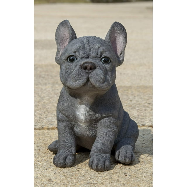 Figura Hi-Line Gift con forma de cachorro de bulldog francés, color azul, gris