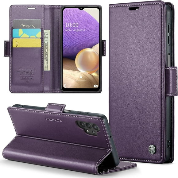 Funda tipo cartera para Samsung Galaxy A32 5G/M32 5G con bloqueo RFID, tarjetero, soporte magnético, funda protectora de piel con tapa para Samsung Galaxy A32 5G/M32 5G de 6,5 pulgadas