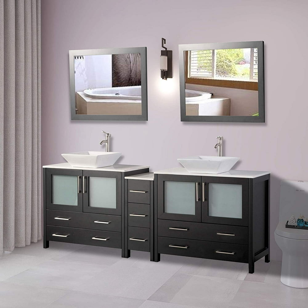 Vanity Art 84 Inches Double Sink Bathroom Vanity Compact Set 3 Cabinets ...