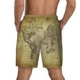 thumbnail image 4 of Haiem Vintage World Map Mens Swim Trunks with Compression Liner 2 in 1 Swimming Shorts Stretch Swimwear Quick Dry,Board Shorts-Small, 4 of 9