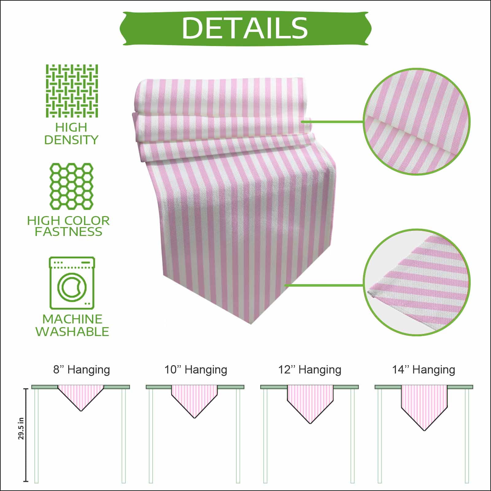 Pink White Stripe Table Runner Linen Burlap Table Runner 70 Inches Long Modern Minimalist Geometric Striped Dresser Scarves for Kitchen Island Coffee Dining Room Party Wedding Holiday Decor 13"x70"