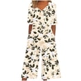 thumbnail image 2 of Stamzod Women's One Piece Jumpsuits Dressy Casual Summer Short Sleeve Wide Leg Pants Romper Beach Vacation Clothes Khaki E XXL, 2 of 6