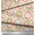 thumbnail image 3 of Soimoi White Rayon Crepe Fabric Multicolor Mandala Decor Fabric Printed Yard 46 Inch Wide, 3 of 3