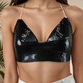 thumbnail image 2 of Daznico Spaghetti Strap Camisole Top with Metallic Chain Detail Glitter Sequin Bustier for Club Party Night Out,Mardi Gras Clothing,One Size, 2 of 4