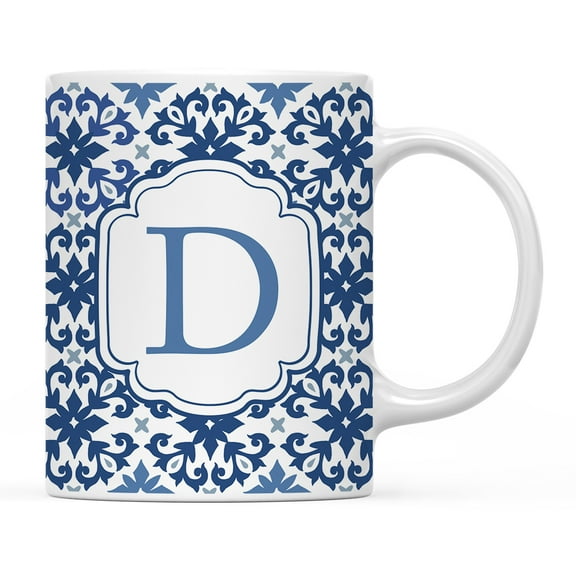 Koyal Wholesale Ceramic Coffee Mug, Moroccan Monogram  D