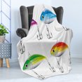 thumbnail image 4 of Fishing Soft Flannel Fleece Blanket, Composition of Fishing Lures in Trout Shape Trap for Sea Mammals Creatures Picture, Cozy Plush for Indoor and Outdoor Use, 50" x 70", Multicolor, by Ambesonne, 4 of 5