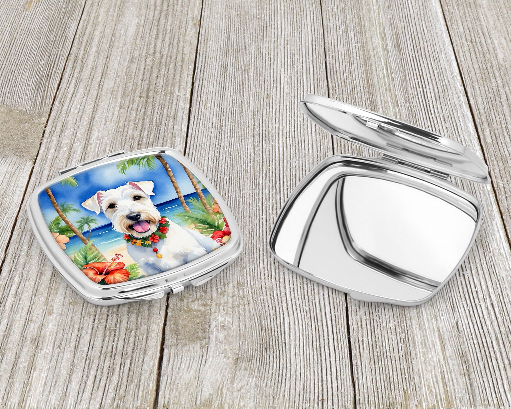 Sealyham Terrier Luau Compact Mirror 2.75 in x 3 in