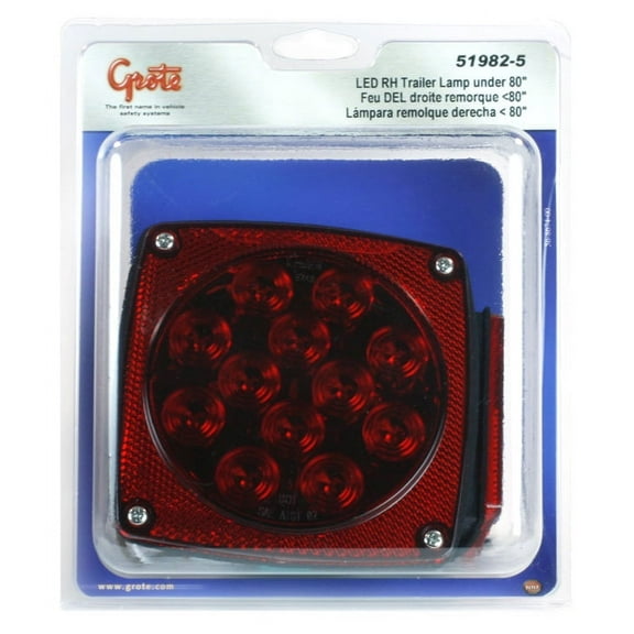Grote 51982-5 - Stop, Tail, Turn Lamp, Red, Under 80", Submersible, RH, Retail Pack