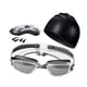 thumbnail image 3 of 5x Gafas de natación y gorro con estuche de almacenamiento Antirreflejo Antivaho Cómodas con clip nasal Tapones para los oídos Gafas de buceo para Gris, 3 of 8