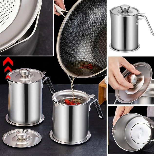 Iumwxz Water Jug 304 Stainless Steel Oil Pot Large-Capacity Filter Oil Oil Storage Tank Household Oil Pot with Filter Return Oil Cup Water Pitcher Glass Pitcher A Stainless Steel My Order