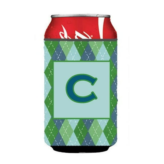Letter C Initial Monogram - Blue Argoyle Can Or Bottle Hugger