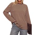 thumbnail image 2 of BTFBM Womens Long Sleeve Tops Fall Fashion | Lightweight, Crew Neck, Oversized Striped Shirt Women, Y2k Clothes, Vacation Travel Outfits, Going Out Top, Winter Layering, 2 of 9