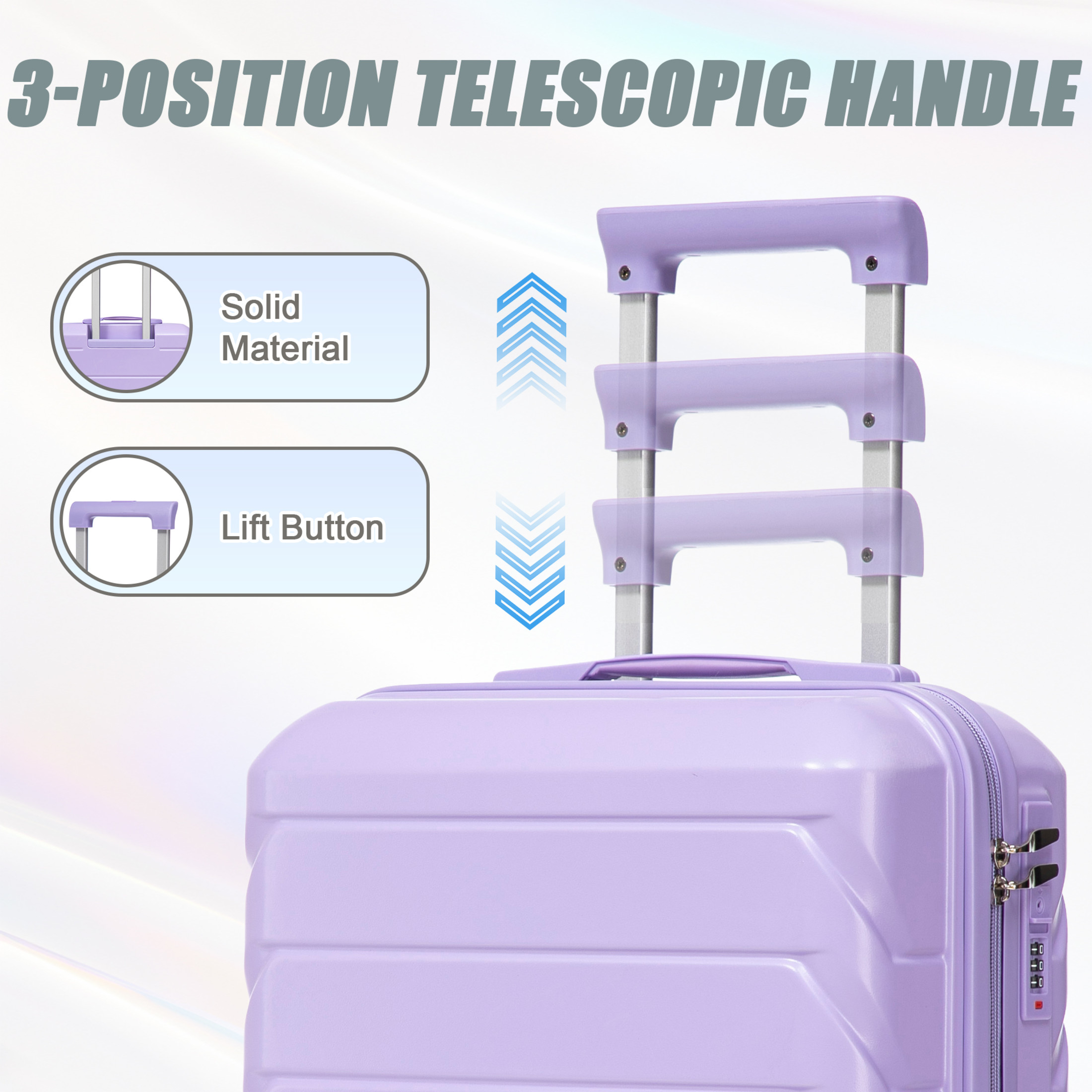 Noble House Lorven 2-Piece ABS Spinner Luggage Set, 20" Carry-On Suitcase and Cosmetic Case, Combination Lock, Purple
