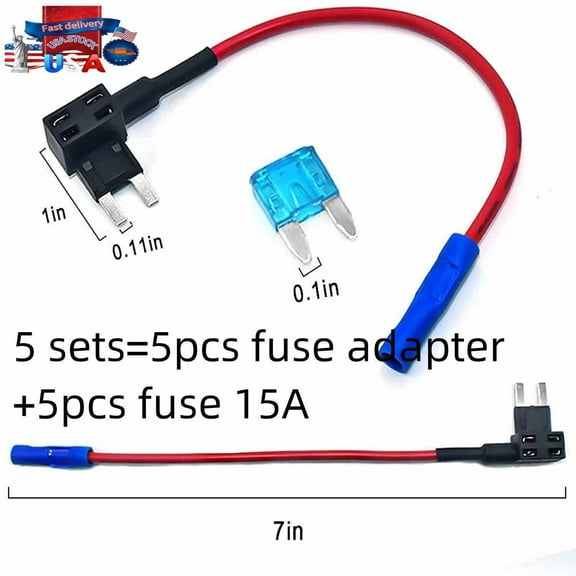 5x Add A Circuit Piggy Back Fuse Tap Mini 15 AMP Blade Fuse Holder ATM AMP Fuses