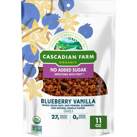 Cascadian Farm Organic Granola, No Added Sugar, Blueberry Vanilla Cereal, 11 oz
