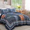 thumbnail image 2 of Juego de edredón WONGS BEDDING, azul marino, tamaño queen size, patchwork, 2 of 8