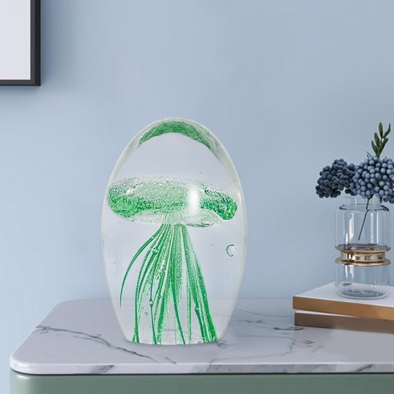 Sea Animal Ornament Handmade Art Statue Elegant Coastal Display Stand Figurine Ornament for Desk Home Desktop green