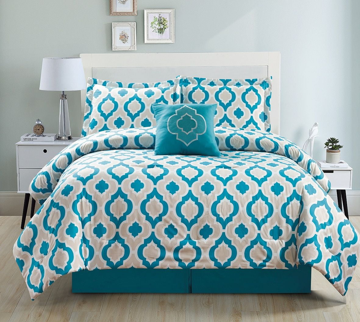 5 Piece Moroccan Teal Bed In A Bag Set Walmart Com