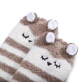 thumbnail image 3 of Littleforbig Cute Animal Coral Fleece Thigh High Long Striped Socks 2 Pairs (Brown-Color), 3 of 5