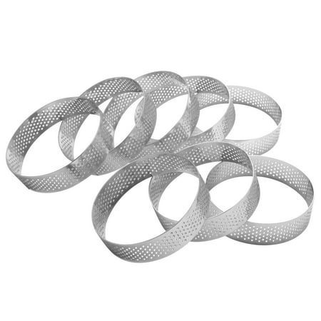 

8 Pack Stainless Steel Tart Rings Heat-Resistant Perforated Cake Mousse Ring Cake Ring Mold Round Cake Baking Tools