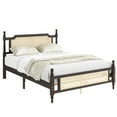 thumbnail image 2 of Noble House Elsie Queen Bed, Pine Wood Frame with Rattan Headboard & Footboard, Enhanced Slat Platform, Espresso, 2 of 21
