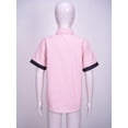 thumbnail image 5 of YUUMIN Kids Boys Short Sleeve Button Down Shirt Lapel Collar Oxford Dress Shirt School Uniform Shirt Pink 170, 5 of 7