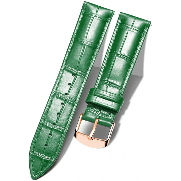 XIHAMA Genuine Leather Replacement Watch Band Multicolor Waterproof for Men Women, GR-Green (20mm)