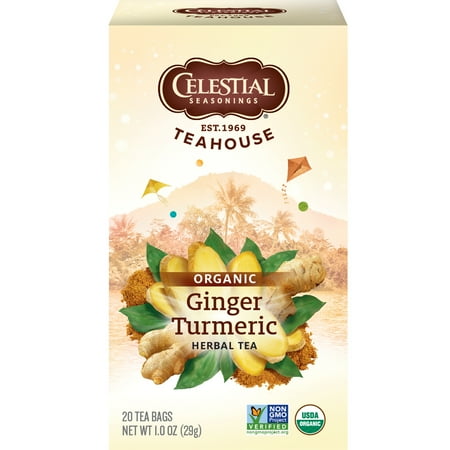 - Celestial Seasonings Organics Herbal Tea, Ginger & Turmeric, 20 Count (Packaging May Vary)