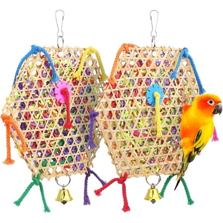 Bird Parrot Toys，2 Pack Bird Hanging Foraging Shredder Toys for Small Medium Small Bird Conure Cockatiel Parrotlet Lovebird Budgie