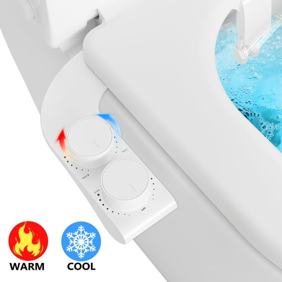 PHANCIR Warm & Cold Water Bidet Attachment for Toilet Seat, Ultra-Slim Non-Electric Toilet Seat Attachment, Rear and Feminine Wash Self-Cleaning