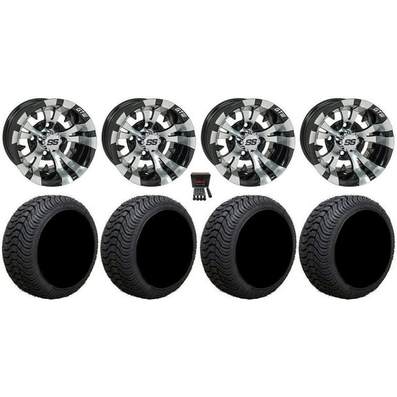 GTW Vampire 12" Golf Cart Wheels Black 215x50 Cruze Tires E-Z-GO & Club Car