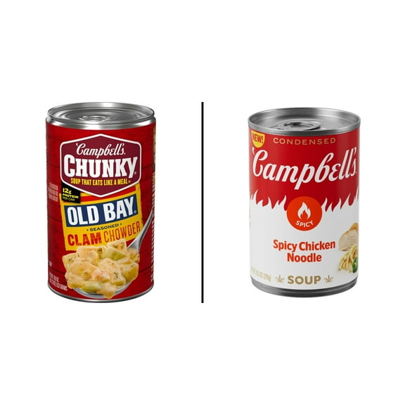 Campbell's Chunky Seasoned Clam Chowder 18.8 oz & Campbell's Spicy Chicken Noodle Soup 10.5 oz