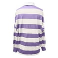 thumbnail image 4 of XIAOCHA Women's Long Sleeve Striped Flip Collar T-Shirt Casual Loose Fit Comfortable Basic Top For Fall Winter Daily Wear, 4 of 5