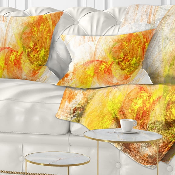 Designart Colored Smoke Yellow - Abstract Throw Pillow - 12x20