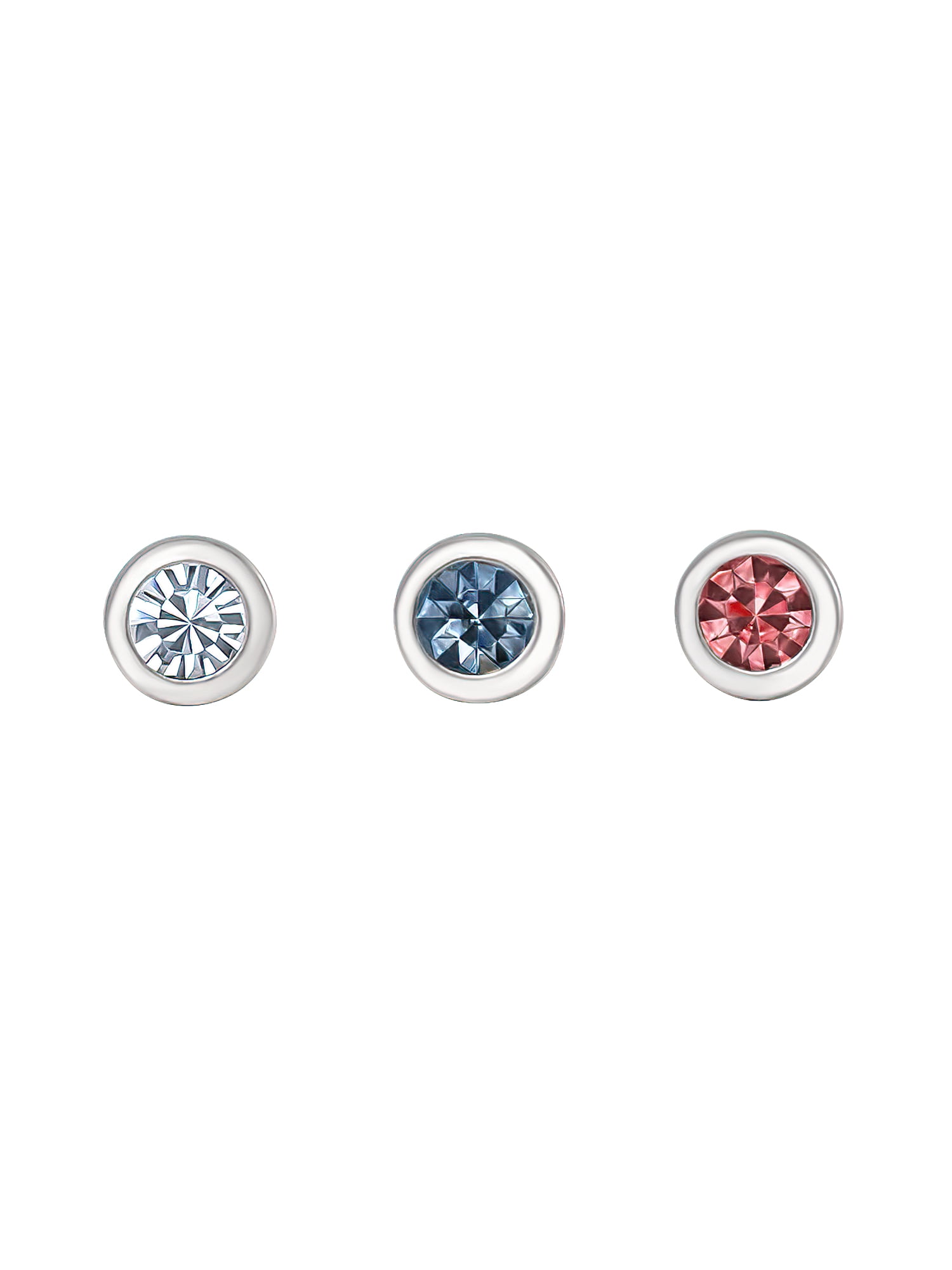 Body Jewelry Women's 22G Stainless Steel Nose Stud Trio with Crystal Accents