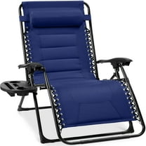 Best Choice Products Oversized Padded Zero Gravity Chair, Folding Outdoor Patio Recliner w/ Side Tray - Cobalt Blue