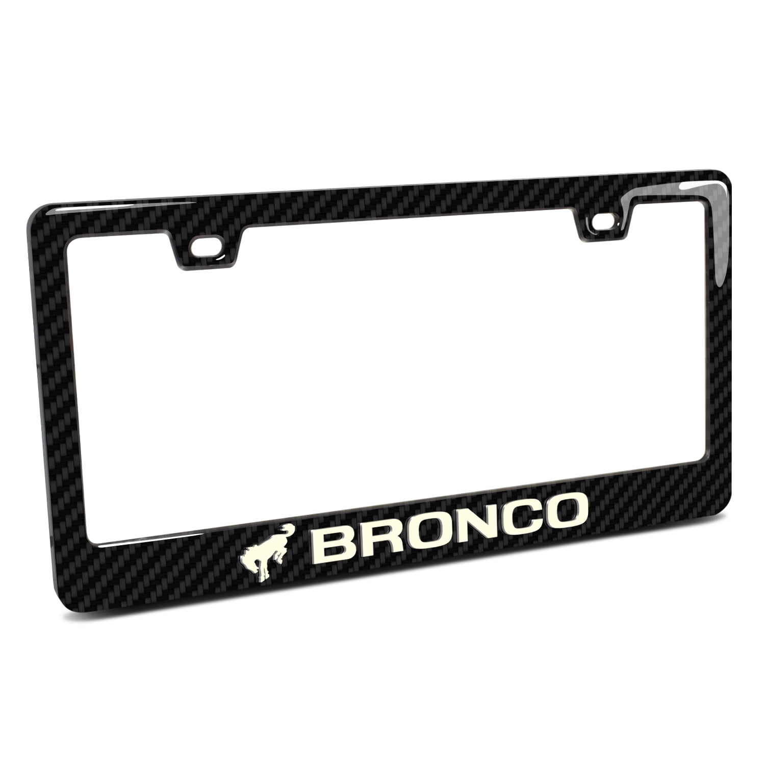 iPick Image for Ford Bronco 3D Night Glow Luminescent Logo on Real Carbon Fiber ABS License Plate Frame, Official Licensed