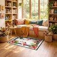 thumbnail image 2 of ODIKA 3'x5' Ultra-Soft Throw Mat, Door Plaid Pcs Border Hibiscus Motif Welcome Hawaiian Frame Boho None Washable, Bare feet friendly, Easy Care Indoor rug for Bedside, Vanity, 2 of 7