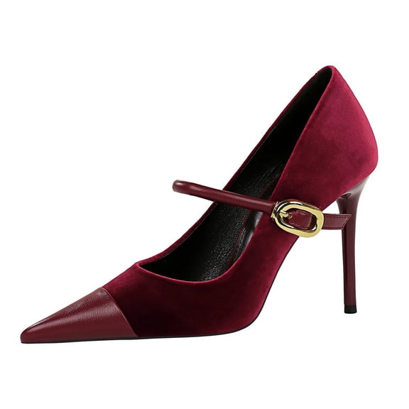 Women Pointed Toe High Heels Woman Thin Heels Ladies Sexy Pumps Ladies Buckle Strap Female 10cm Party Dress Heel