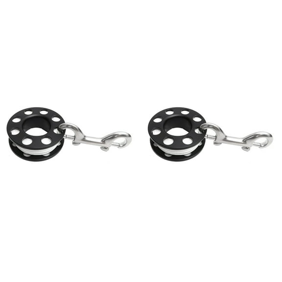 2pcs 15M Scuba Diving Spool Finger Reel with Stainless Steel Double Ended Hook SMB Equipment Cave Dive