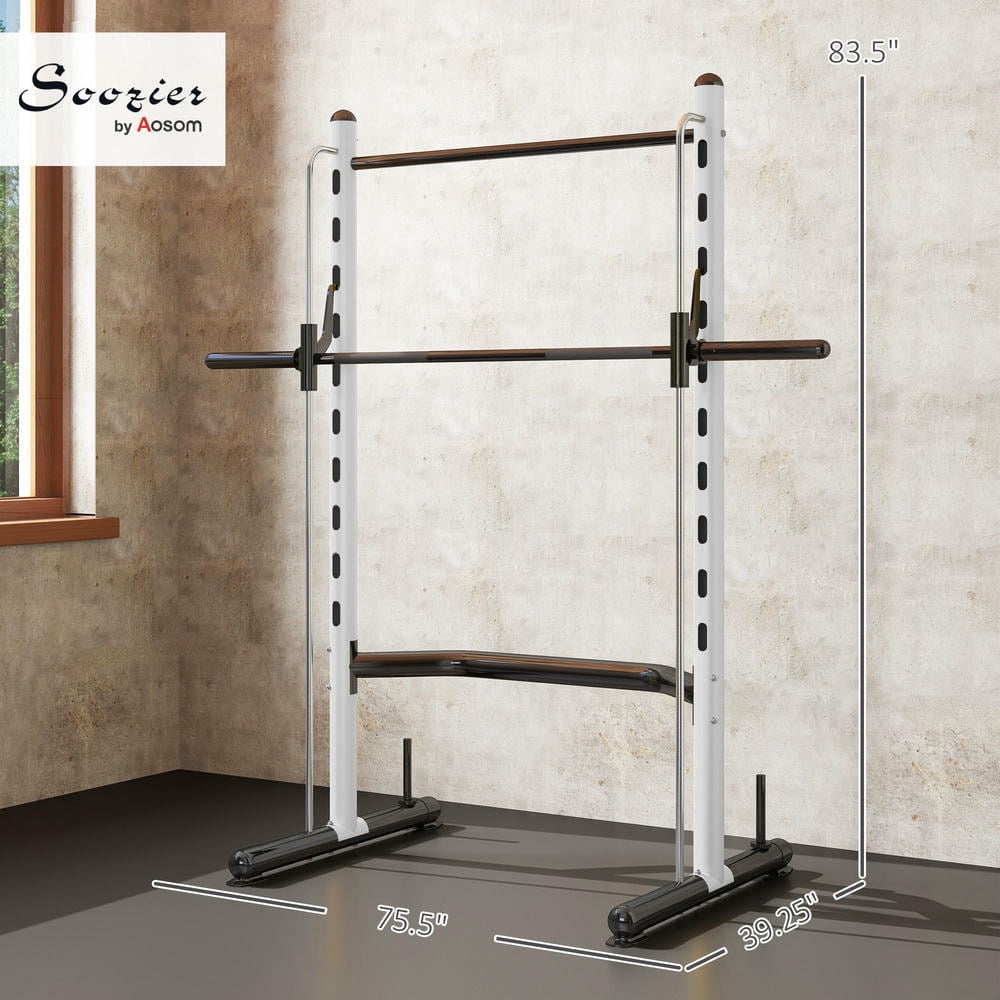 Barara King Adjustable Multi-Functional Racks with Pull Up Bar and Barbell Bar, Barbell Racks for Home Gym, White