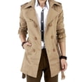thumbnail image 7 of LYSMORA 2026 Men's Lapel Double Breasted Short Trench Coat, Strap Cuff Belted Loose Fit Windproof Business Casual Outerwear, 7 of 7