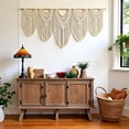 thumbnail image 4 of Extral Large macrame wall hanging, 71'' W x 32'' L boho wall art tapestry wall decor for urban entryway headboard woven wall art, big fiber art over couch art for Yarn hallway (Beige-C), 4 of 9