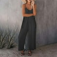 thumbnail image 2 of Henpk Jumpsuits For Women Dressy Plus Size Clearance Summer Womens Jumpsuits And Rompers Women Fashion Solid Color Pockets Loose Long Pants Casual Summer Jumpsuit Black L, 2 of 6