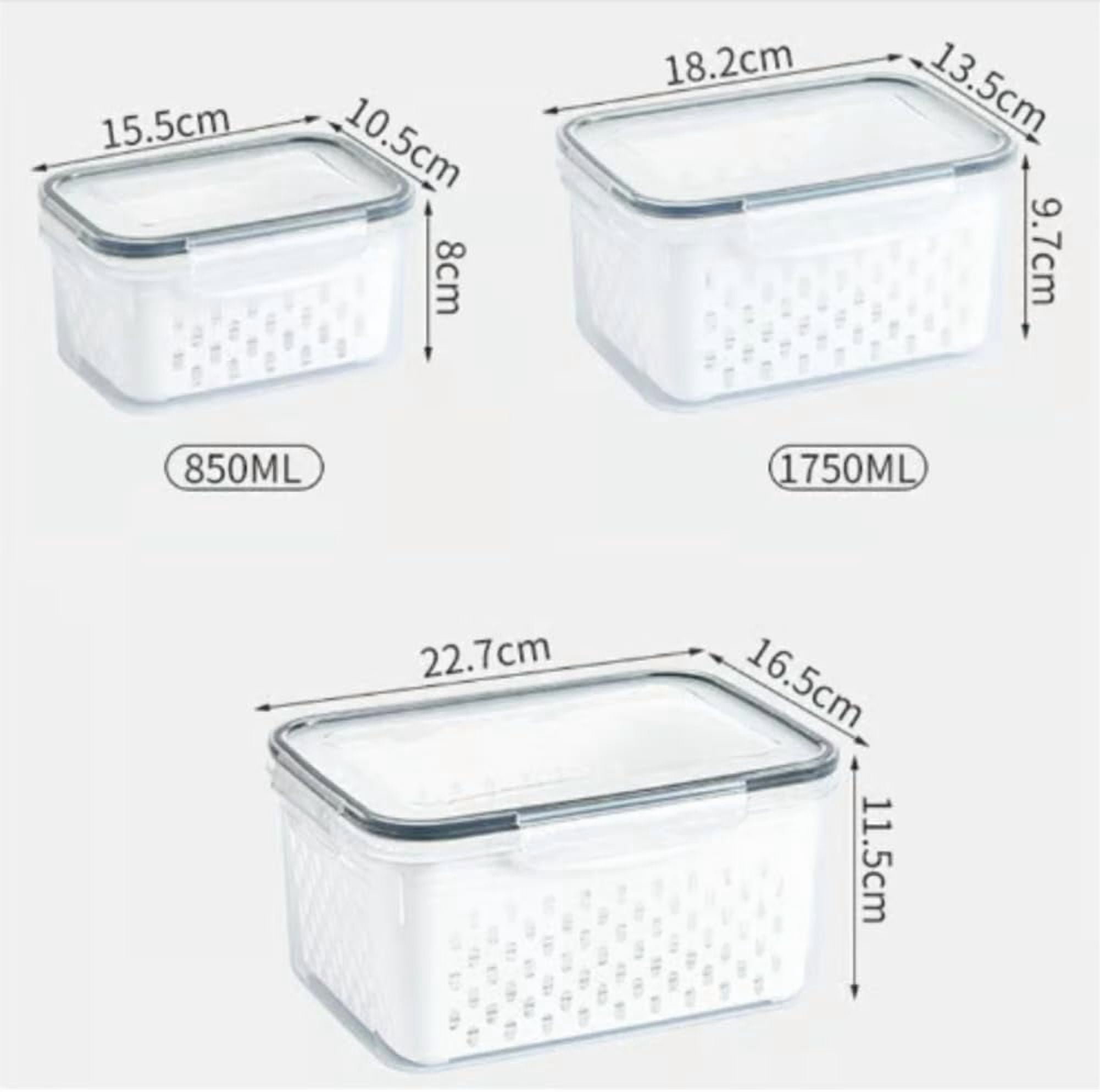 Fruit Storage Containers for Fridge 3PCS, 4-in-1 Produce Containers with Lid & Removable Strainer Colander, Airtight Vegetable Keepers for Kitchen