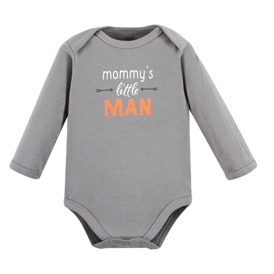 Touched by Nature Infant Boy Organic Cotton Long-Sleeve Bodysuits, Boy Woodland, 9-12 Months