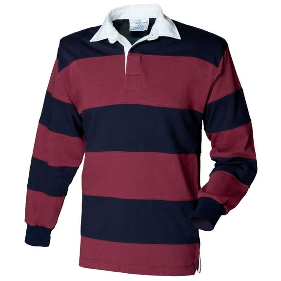 Front Row Sewn Stripe Long Sleeve Sports Rugby Polo Shirt